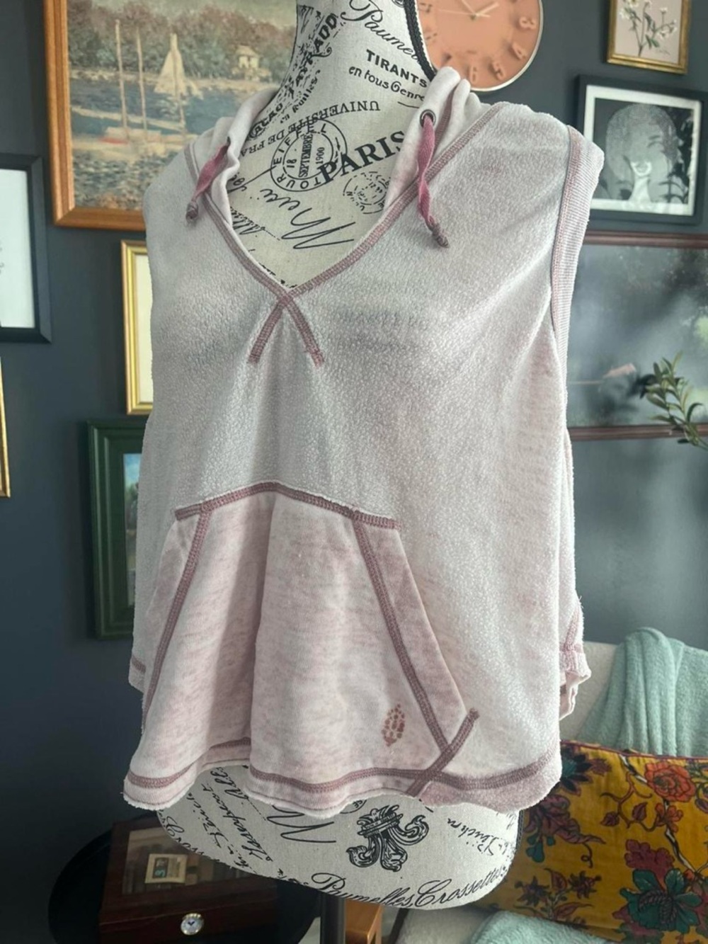 Free People Hooded Tank- Size Medium Boho Athleisure
